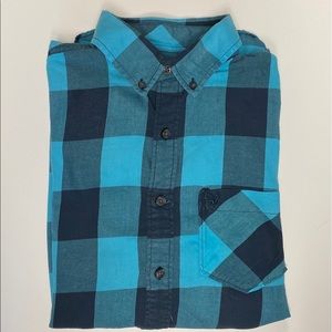 American Eagle men’s plaid button up long sleeve front pocket Y2K